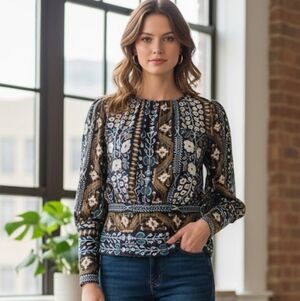 Veronica Beard 100% Silk Printed Blouse Size 0